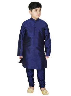 Blue Silk Printed Kurta And Pyjama 5