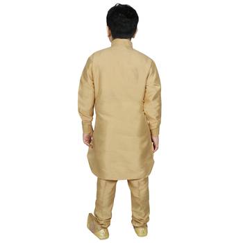 Beige Silk Solid Kurta And Pyjama 3
