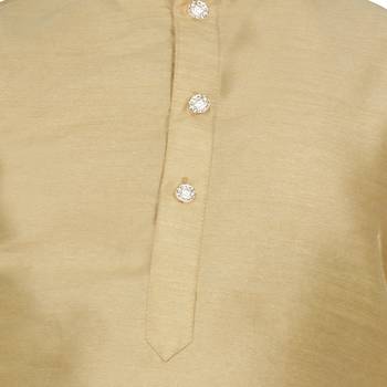 Beige Silk Solid Kurta And Pyjama 4