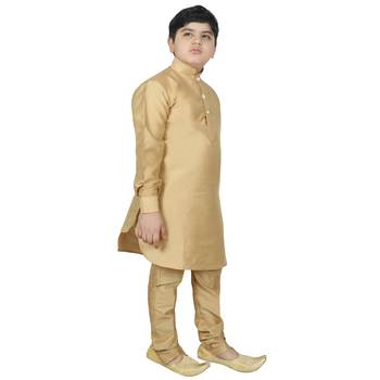Beige Silk Solid Kurta And Pyjama 5