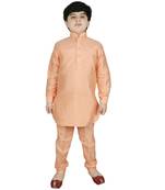 Peach Silk Solid Kurta And Pyjama