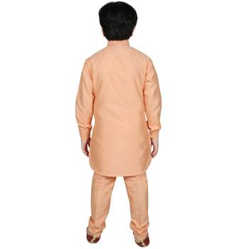 Peach Silk Solid Kurta And Pyjama 3