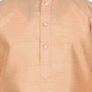 Peach Silk Solid Kurta And Pyjama 4