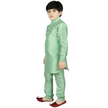 Green Silk Solid Kurta And Pyjama 2