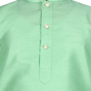 Green Silk Solid Kurta And Pyjama 4