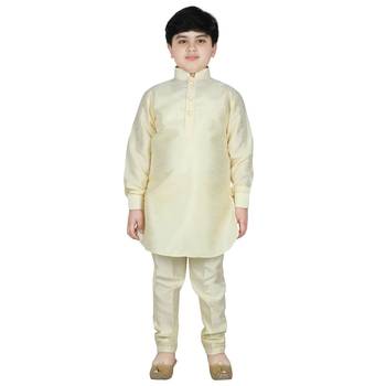 Mustard Silk Solid Kurta And Pyjama 1