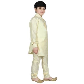 Mustard Silk Solid Kurta And Pyjama 5