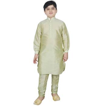 Sea Green Silk Solid Kurta And Pyjama 1
