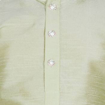 Sea Green Silk Solid Kurta And Pyjama 4