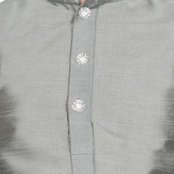 Silver Silk Solid Kurta And Pyjama 4