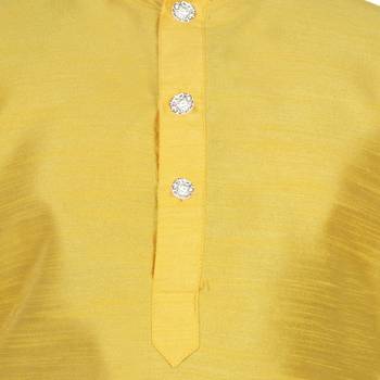 Yellow Silk Solid Kurta And Pyjama 4