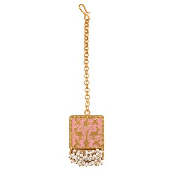 Pink pearl maang-tikka 1