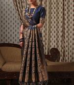 Janasya Blue woven silk blend saree with blouse