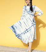 White printed cotton long-dresses