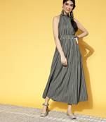 Grey printed cotton long-dresses
