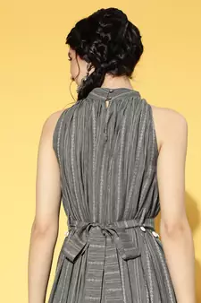 Grey printed cotton long-dresses