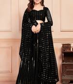 Black embroidered georgette semi stitched lehenga