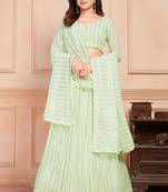 Light-green embroidered georgette semi stitched lehenga