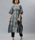 Black printed cotton kurtas-and-kurtis