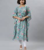 Sea-green printed cotton kurtas-and-kurtis