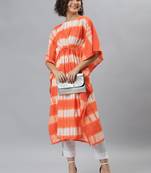 Orange printed cotton kurtas-and-kurtis