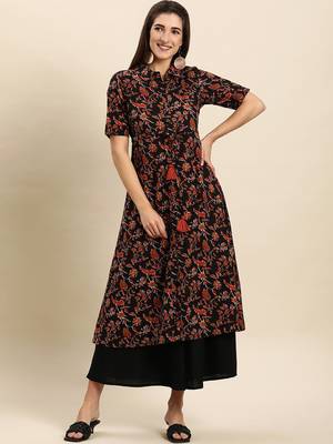 Black printed cotton kurtas-and-kurtis 1