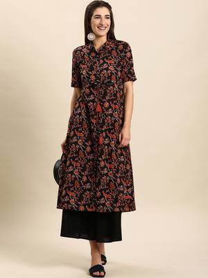 Black printed cotton kurtas-and-kurtis 2