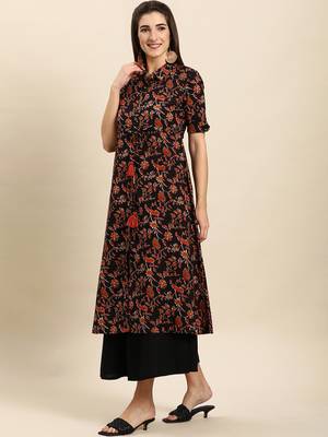 Black printed cotton kurtas-and-kurtis 3