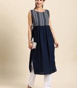 Navy-blue printed rayon kurtas-and-kurtis