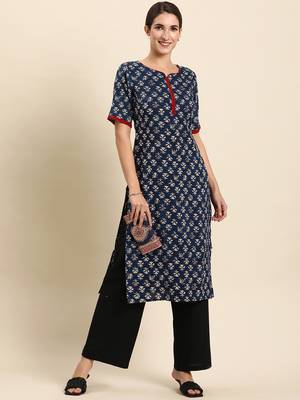 Blue printed rayon kurtas-and-kurtis 1