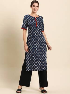 Blue printed rayon kurtas-and-kurtis 2