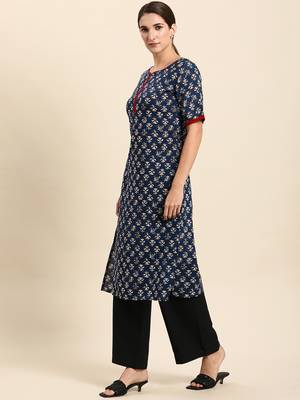 Blue printed rayon kurtas-and-kurtis 3