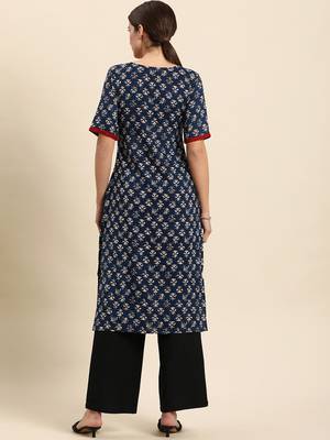 Blue printed rayon kurtas-and-kurtis 4