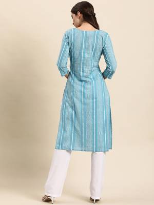 Blue printed cotton kurtas-and-kurtis 4