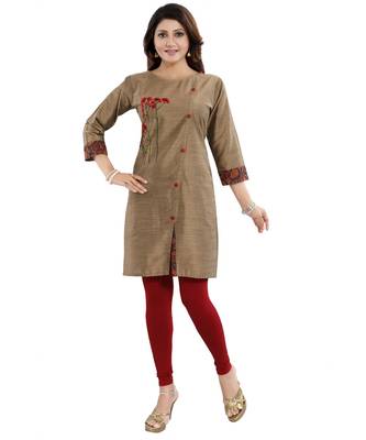 Dressy Designer Cheeku Raw Silk Embroidered Short Tunic 1