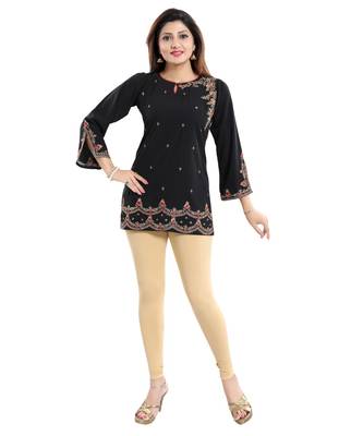 Gracefully Black Alluring Indian Designer Short Kurti Tunic 1