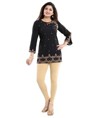 Gracefully Black Alluring Indian Designer Short Kurti Tunic 5