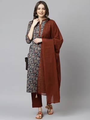 Teal floral print cotton salwar 1