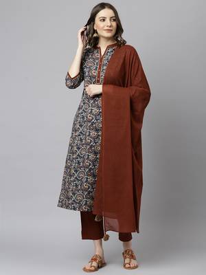 Teal floral print cotton salwar 2