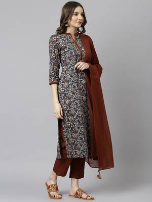 Teal floral print cotton salwar 3