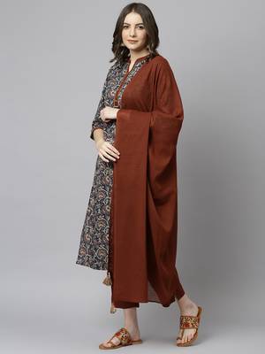 Teal floral print cotton salwar 4