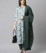 White floral print cotton salwar