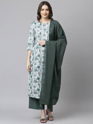 White floral print cotton salwar 2