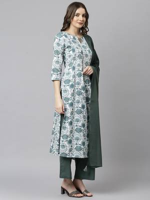 White floral print cotton salwar 3