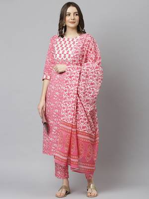 Pink floral print cotton salwar 2