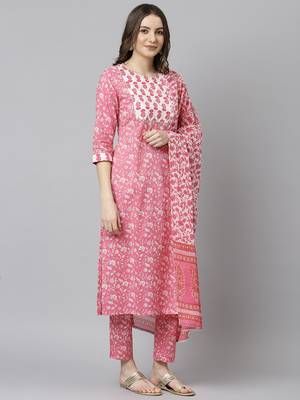 Pink floral print cotton salwar 3