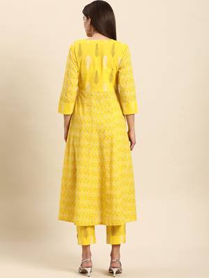 Yellow block print cotton salwar 4