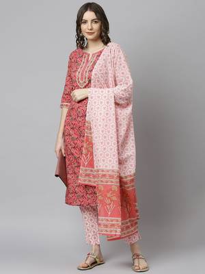 Pink floral print cotton salwar 1