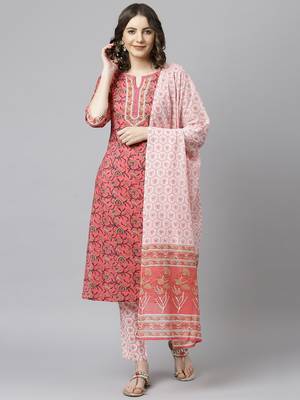Pink floral print cotton salwar 2