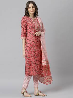Pink floral print cotton salwar 3